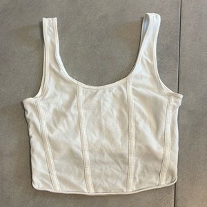 Ribbed corset style white tank top